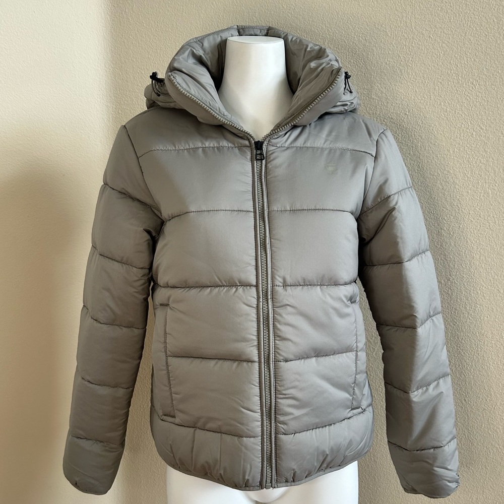 G-Star Meefic Quilted Puffer Jacket Medium Elephant Gray Hooded